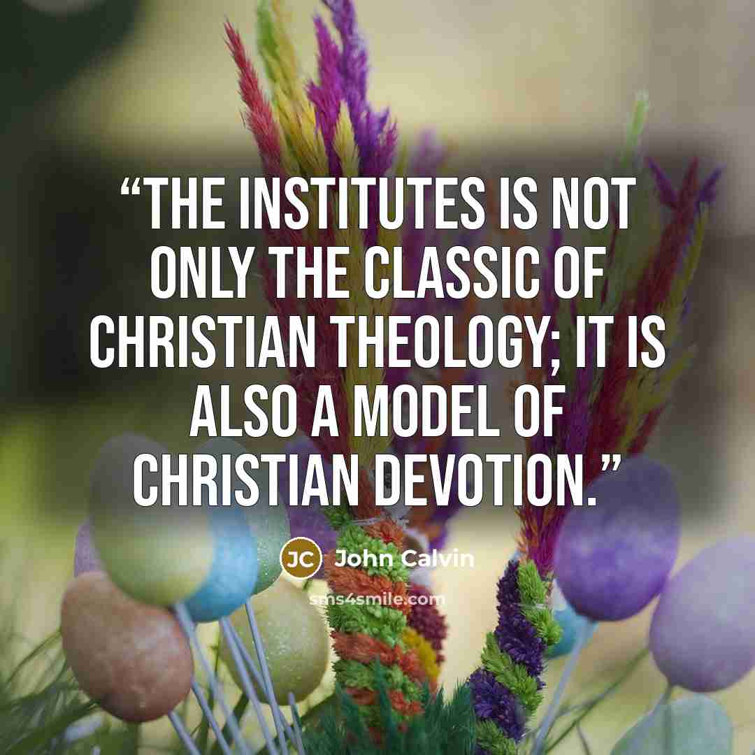 “The Institutes is not only the classic of Christian theology; it is also a model of Christian devotion.” quote by John Calvin