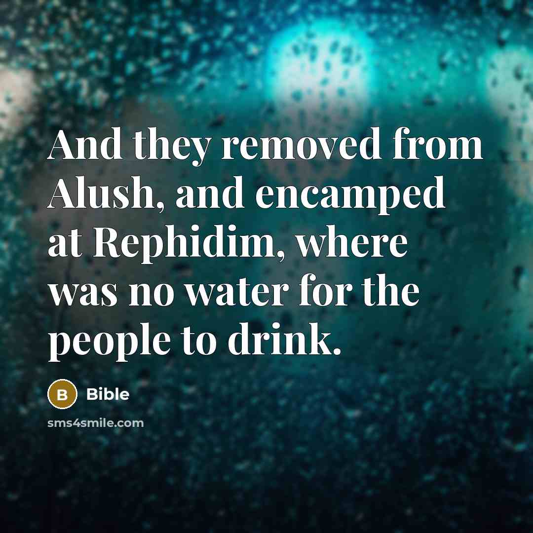 “And they removed from Alush, and encamped at Rephidim, where was no water for the people to drink.” quote by Bible