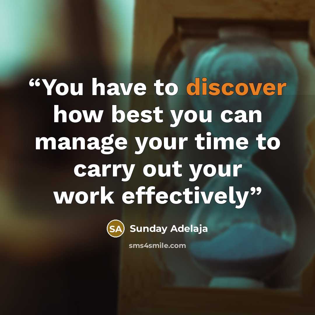 “You have to discover how best you can manage your time to carry out your work effectively” quote by Sunday Adelaja