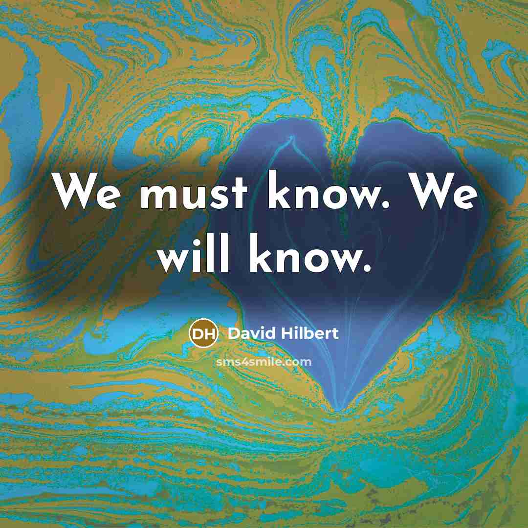 “We must know. We will know.” quote by David Hilbert