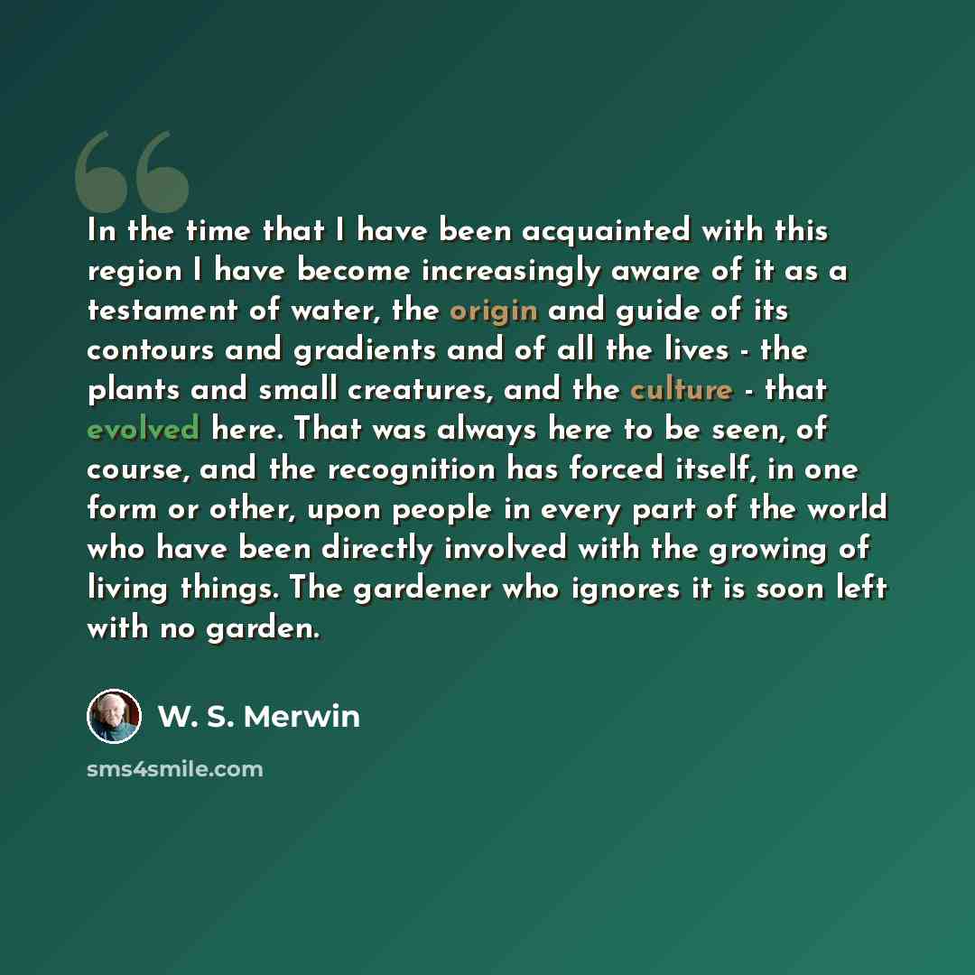 “In the time that I have been acquainted with this region I have become increasingly aware of it as a testament of water, the origin and guide of its contours and gradients and of all the lives - the plants and small creatures, and the culture - that evolved here. That was always here to be seen…” quote by W. S. Merwin