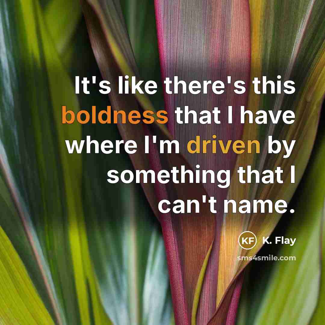 “It's like there's this boldness that I have where I'm driven by something that I can't name.” quote by K. Flay