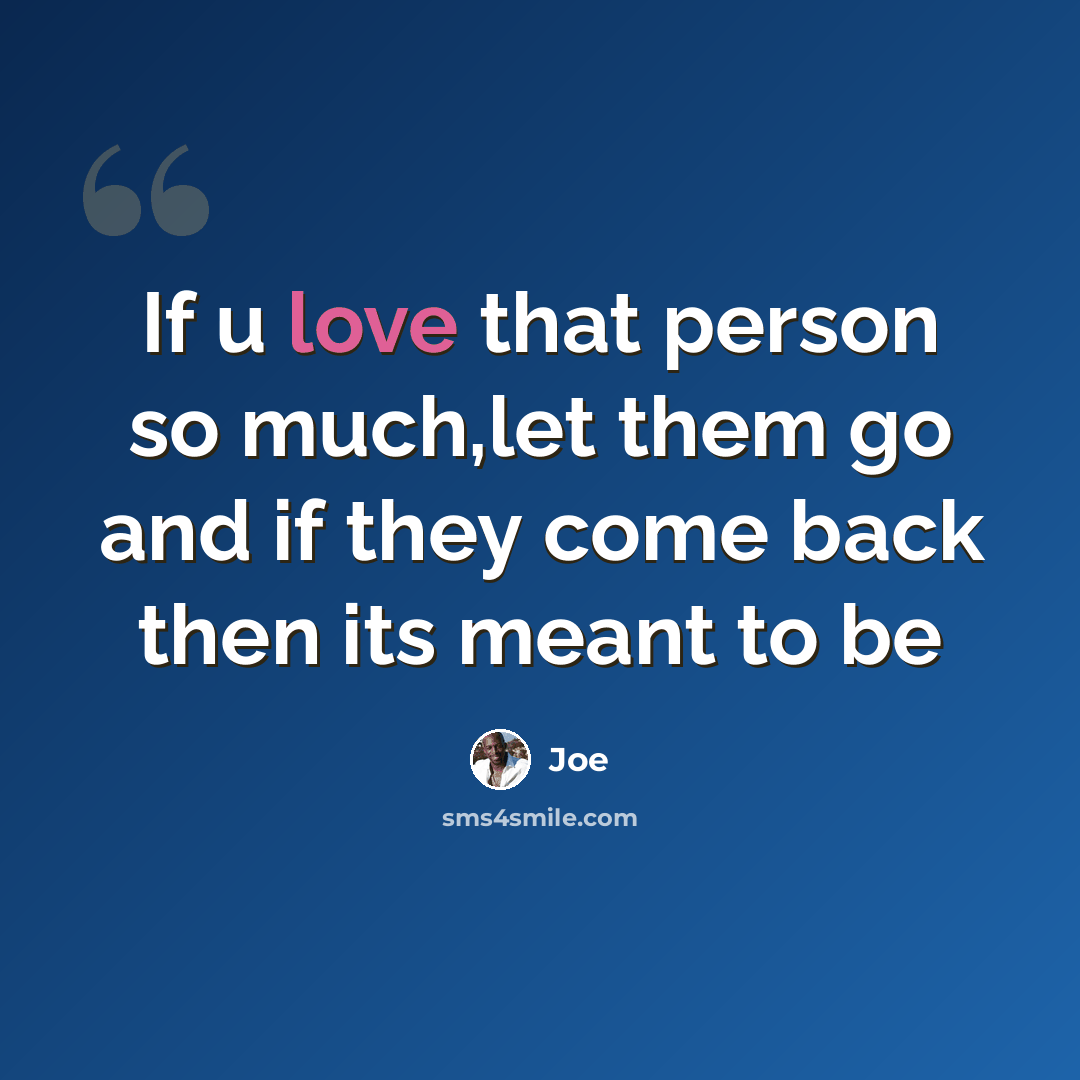 “If u love that person so much,let them go and if they come back then its meant to be” quote by Joe