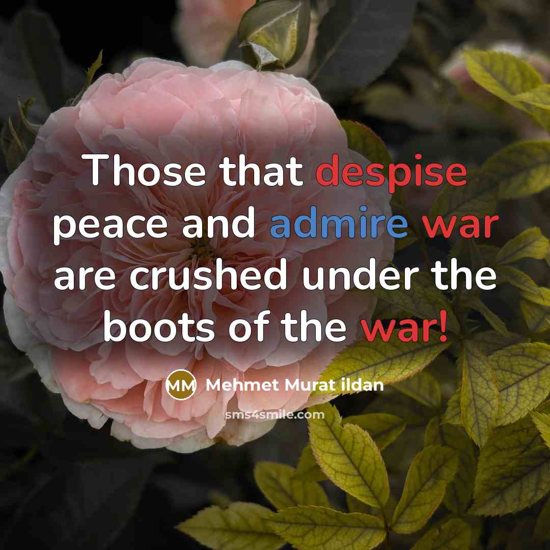 “Those that despise peace and admire war are crushed under the boots of the war!” quote by Mehmet Murat Ildan