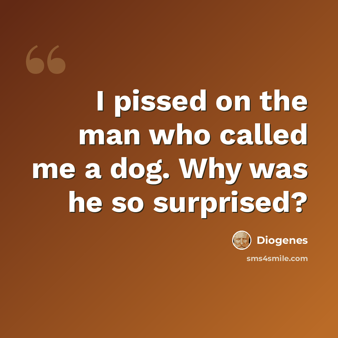 “I pissed on the man who called me a dog. Why was he so surprised?” quote by Diogenes