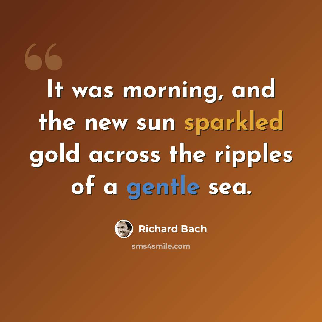 “It was morning, and the new sun sparkled gold across the ripples of a gentle sea.” quote by Richard Bach