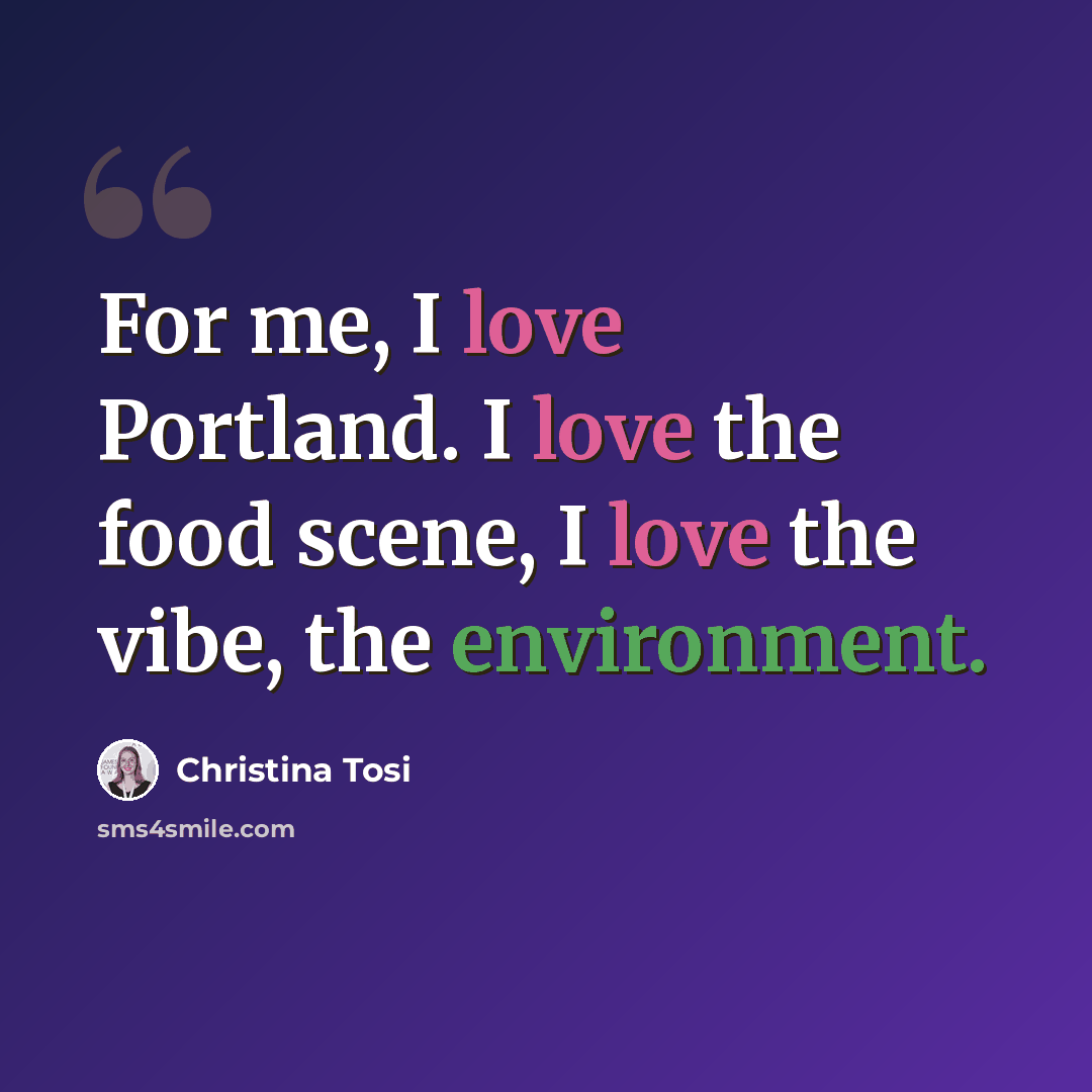 “For me, I love Portland. I love the food scene, I love the vibe, the environment.” quote by Christina Tosi