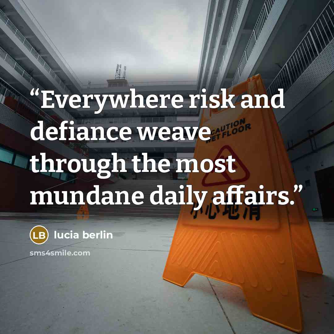 “Everywhere risk and defiance weave through the most mundane daily affairs.” quote by Lucia Berlin