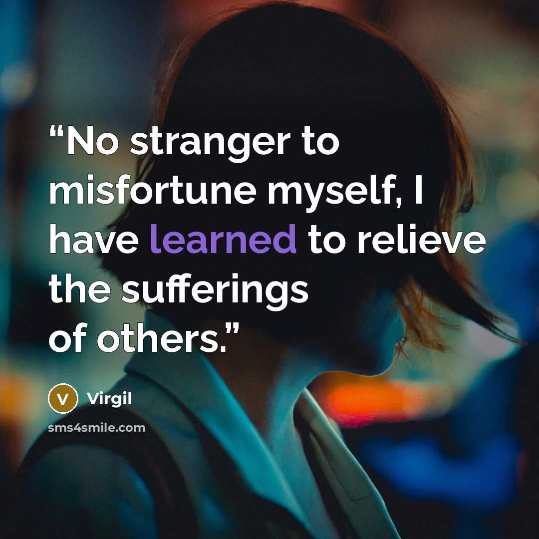 “No stranger to misfortune myself, I have learned to relieve the sufferings of others.” quote by Virgil