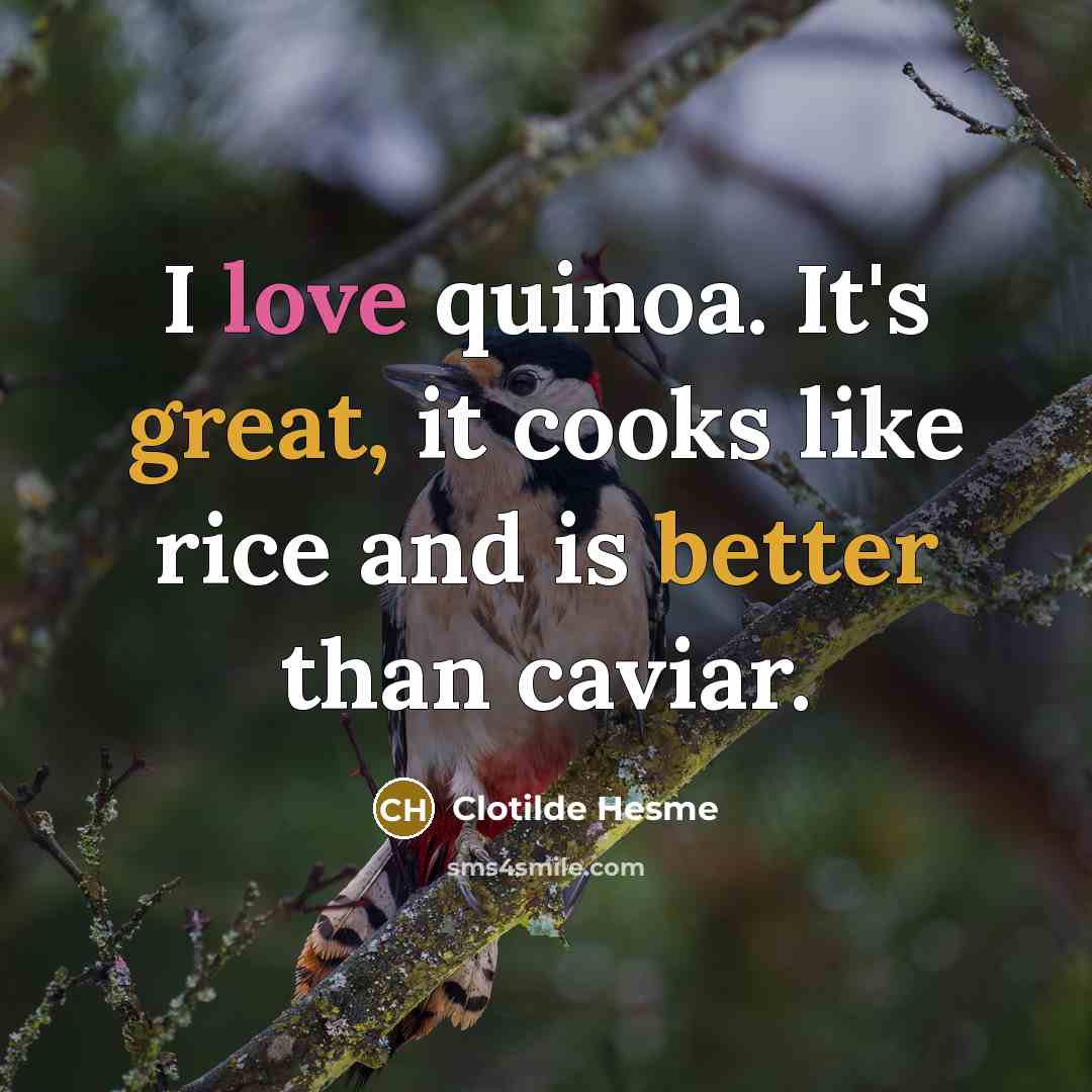“I love quinoa. It's great, it cooks like rice and is better than caviar.” quote by Clotilde Hesme