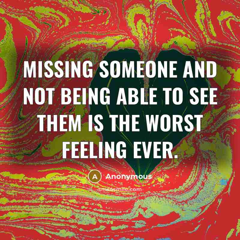 “Missing someone and not being able to see them is the worst feeling ever.” quote by Anonymous