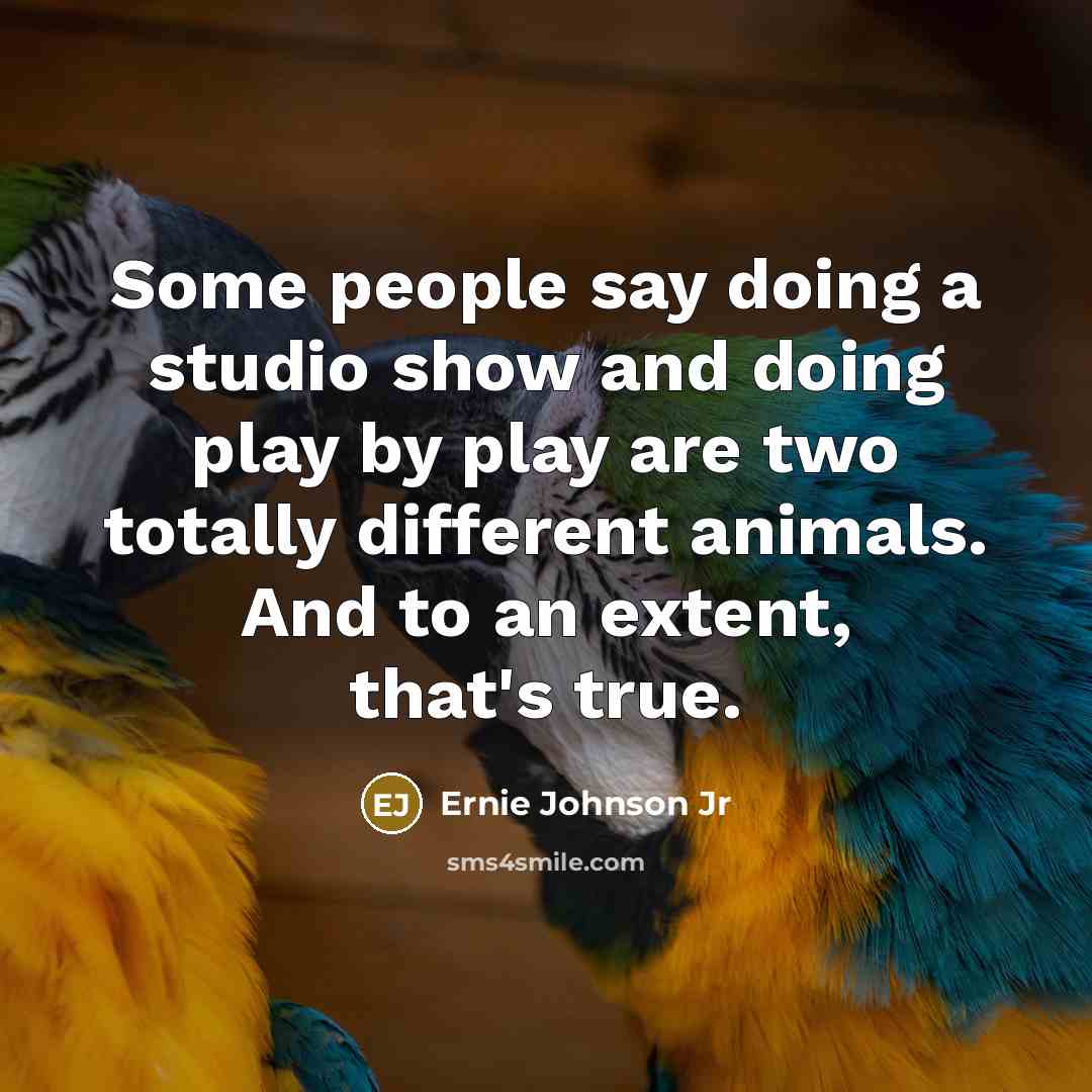 “Some people say doing a studio show and doing play by play are two totally different animals. And to an extent, that's true.” quote by Ernie Johnson Jr