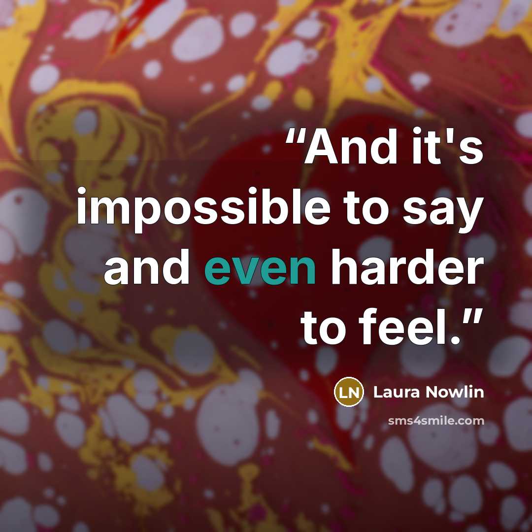 “And it's impossible to say and even harder to feel.” quote by Laura Nowlin
