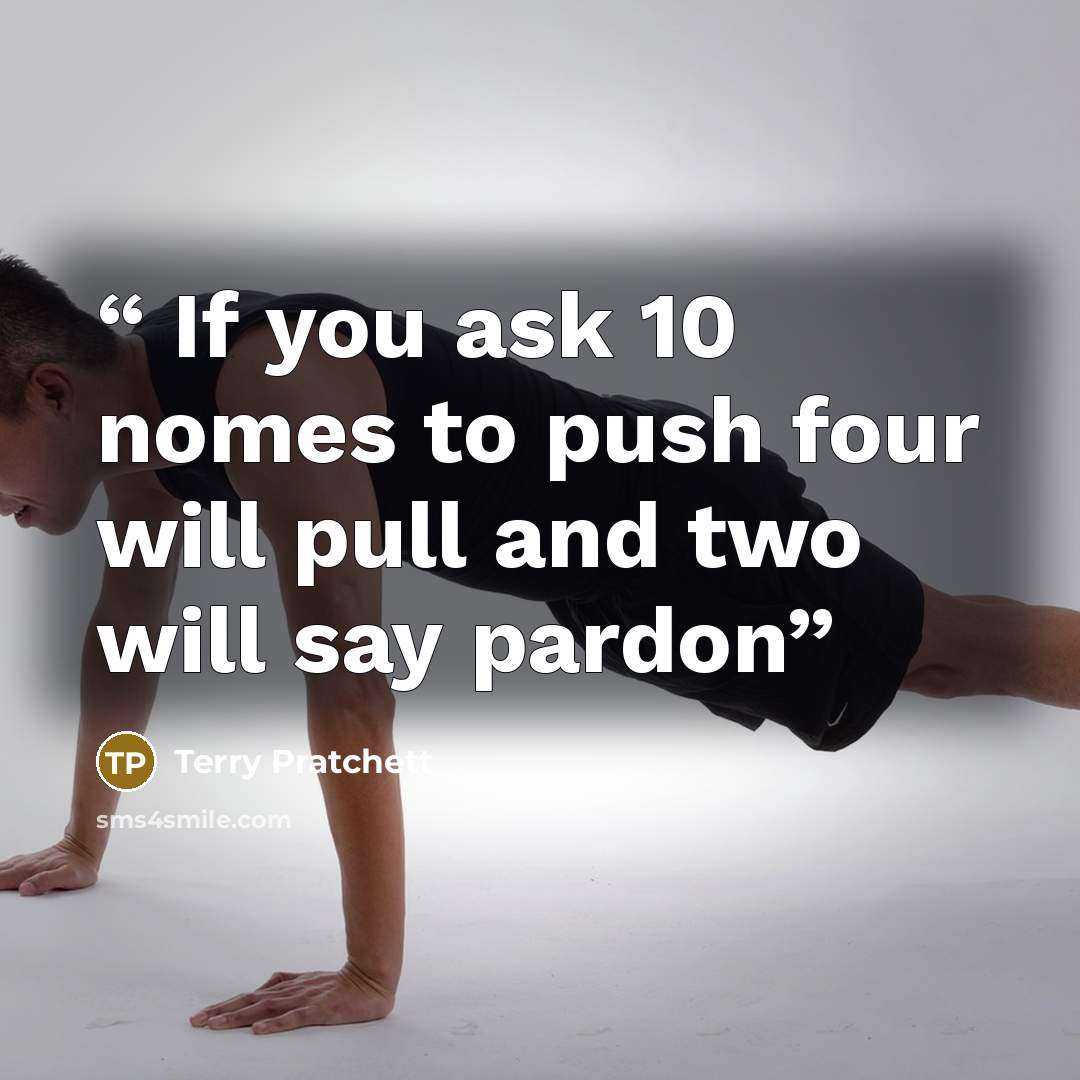 “If you ask 10 nomes to push four will pull and two will say pardon” quote by Terry Pratchett