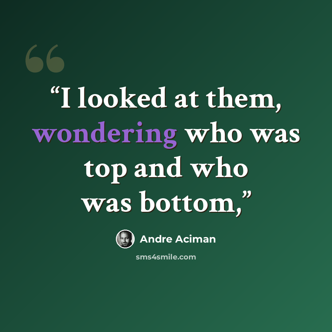 “I looked at them, wondering who was top and who was bottom,” quote by André Aciman