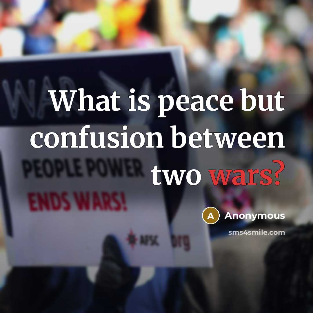 “What is peace but confusion between two wars?” quote by Anonymous