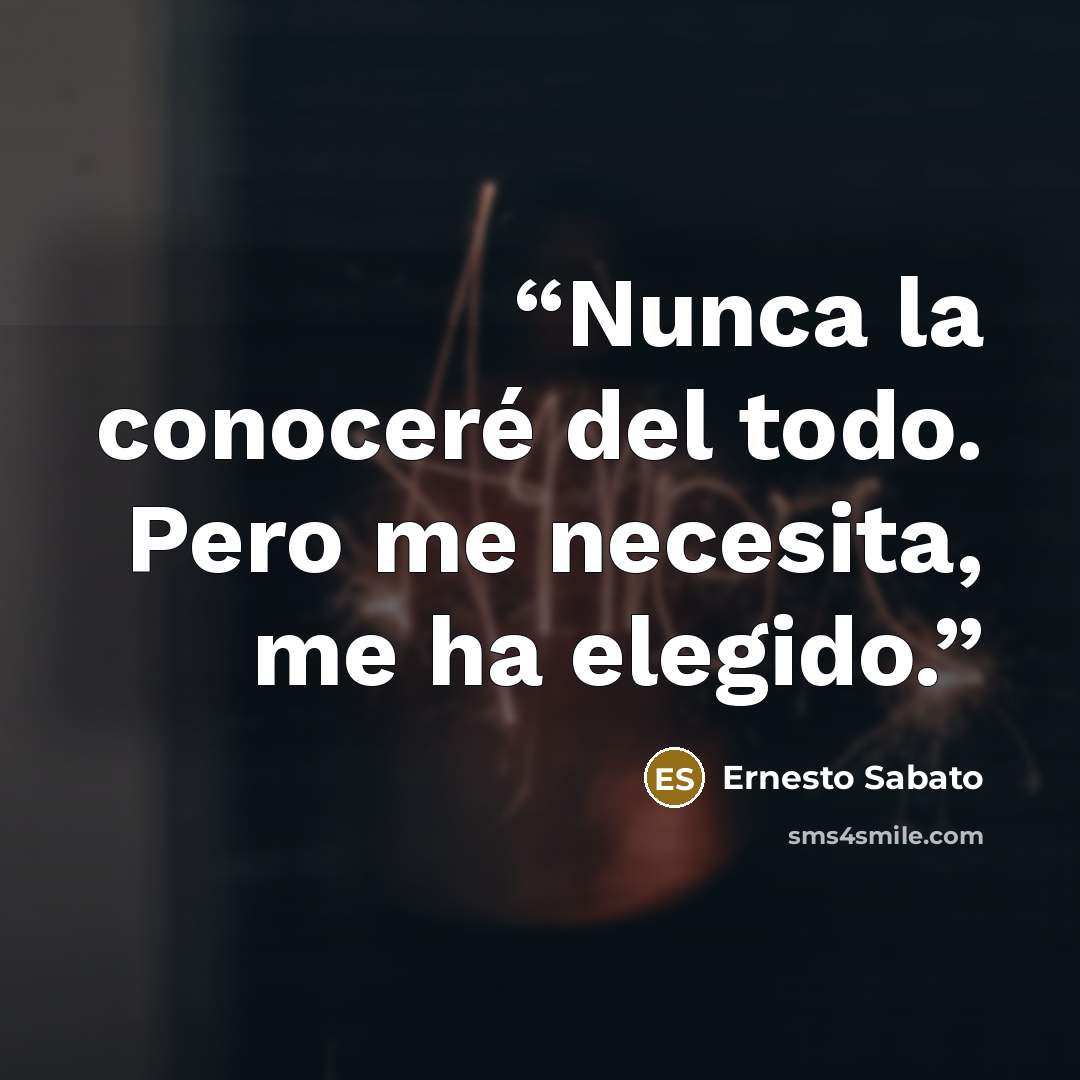 “Nunca la conoceré del todo. Pero me necesita, me ha elegido.” quote by Ernesto Sabato