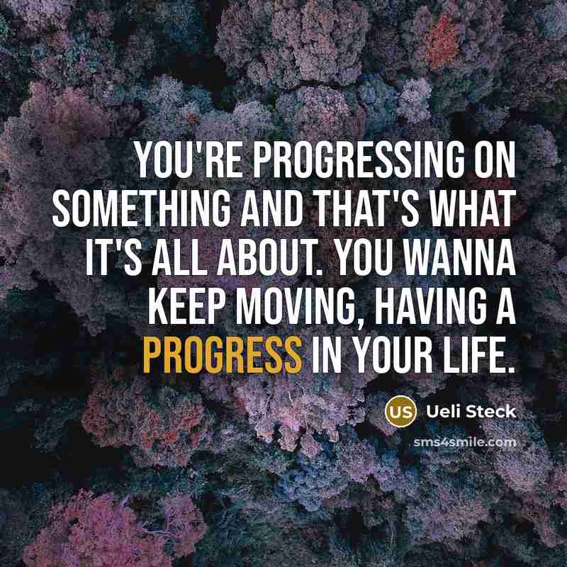 “You're progressing on something and that's what it's all about. You wanna keep moving, having a progress in your life.” quote by Ueli Steck