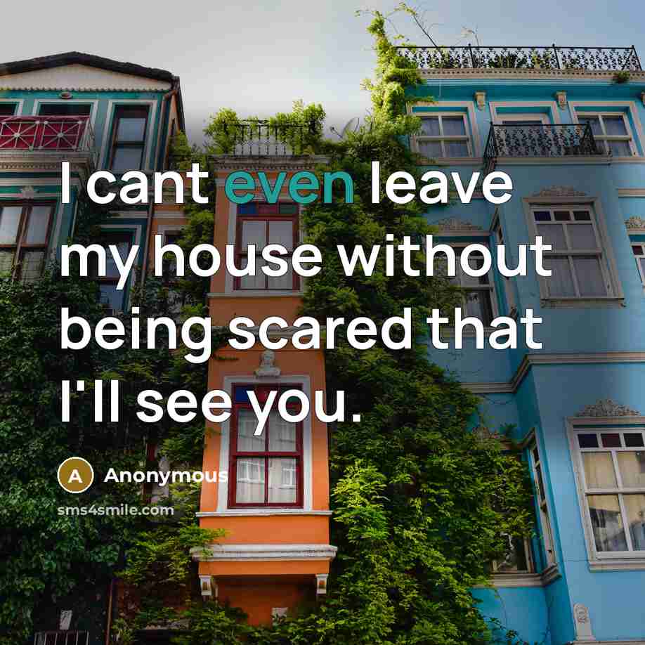 “I cant even leave my house without being scared that I'll see you.” quote by Anonymous