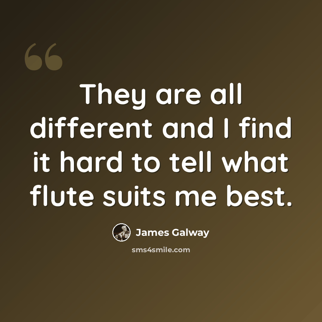 “They are all different and I find it hard to tell what flute suits me best.” quote by James Galway