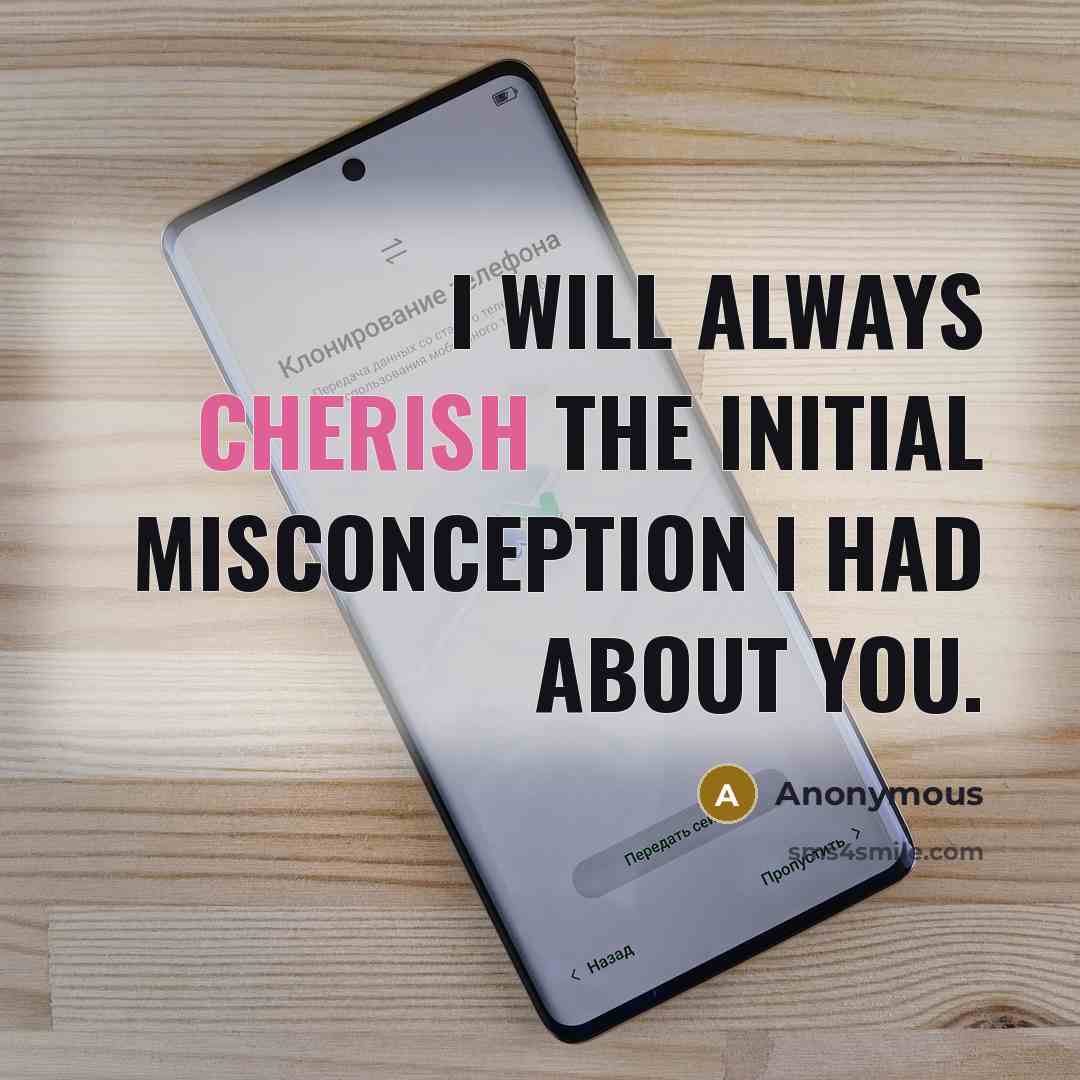 “I will always cherish the initial misconception I had about you.” quote by Anonymous