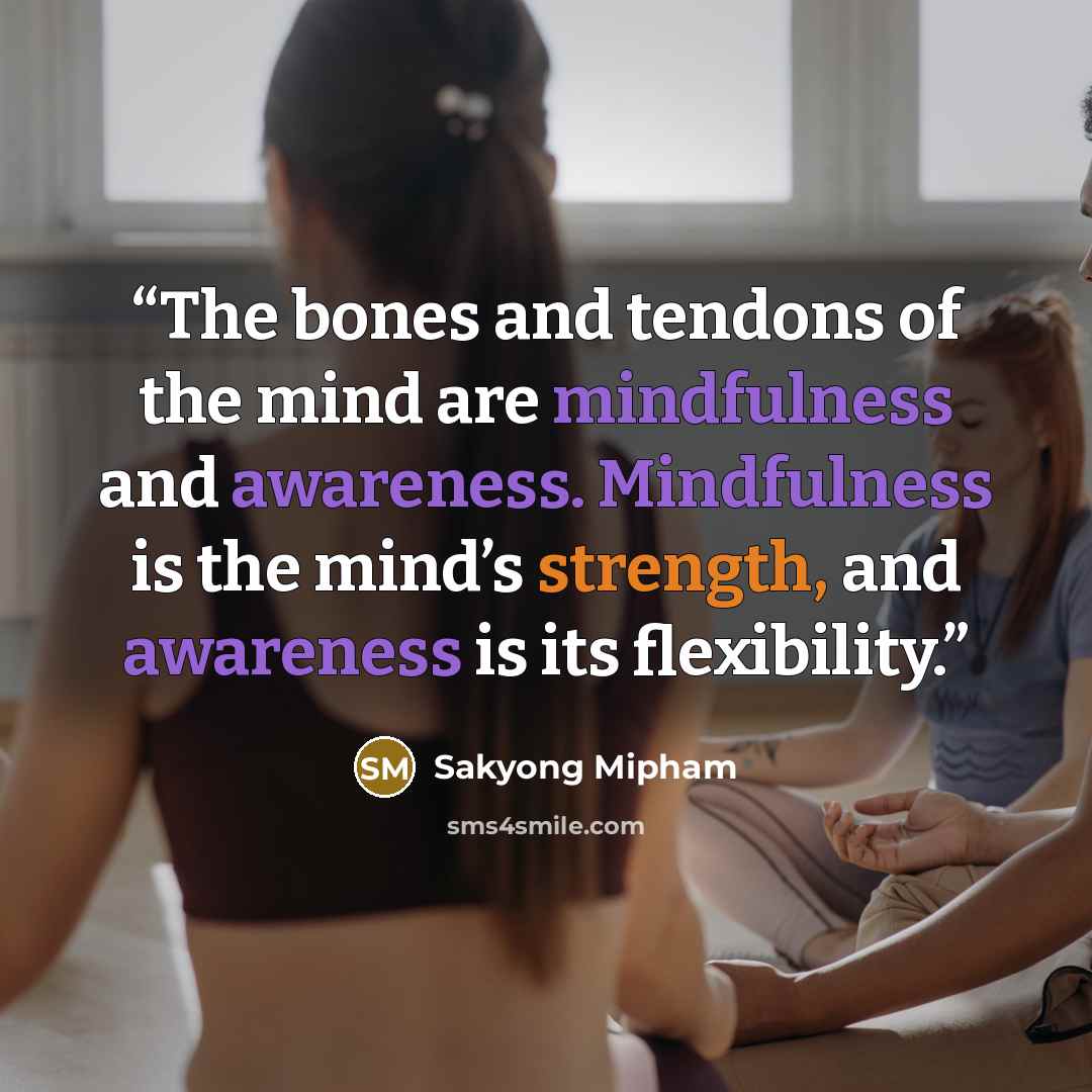 “The bones and tendons of the mind are mindfulness and awareness. Mindfulness is the mind’s strength, and awareness is its flexibility.” quote by Sakyong Mipham