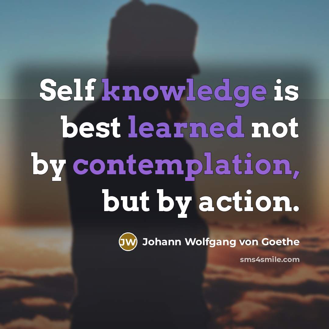 “Self knowledge is best learned not by contemplation, but by action.” quote by Johann Wolfgang von Goethe