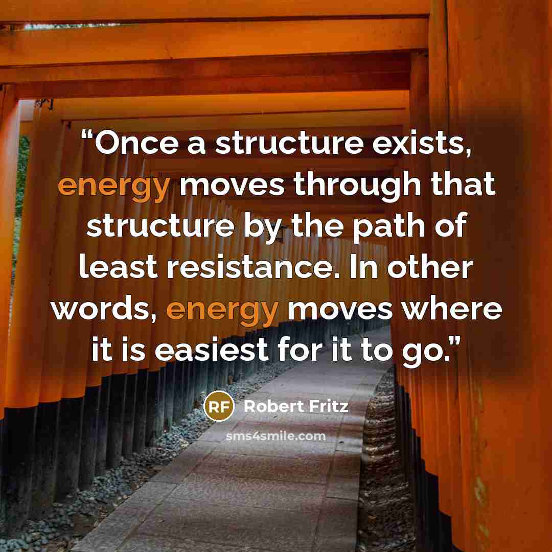 “Once a structure exists, energy moves through that structure by the path of least resistance. In other words, energy moves where it is easiest for it to go.” quote by Robert Fritz