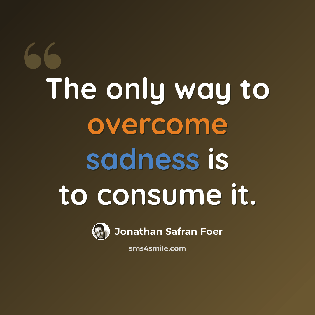 “The only way to overcome sadness is to consume it.” quote by Jonathan Safran Foer