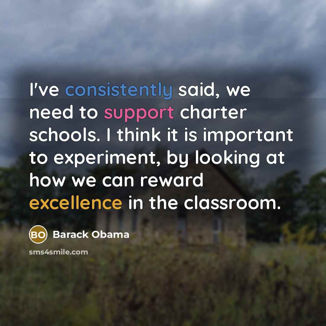 “I've consistently said, we need to support charter schools. I think it is important to experiment, by looking at how we can reward excellence in the classroom.” quote by Barack Obama