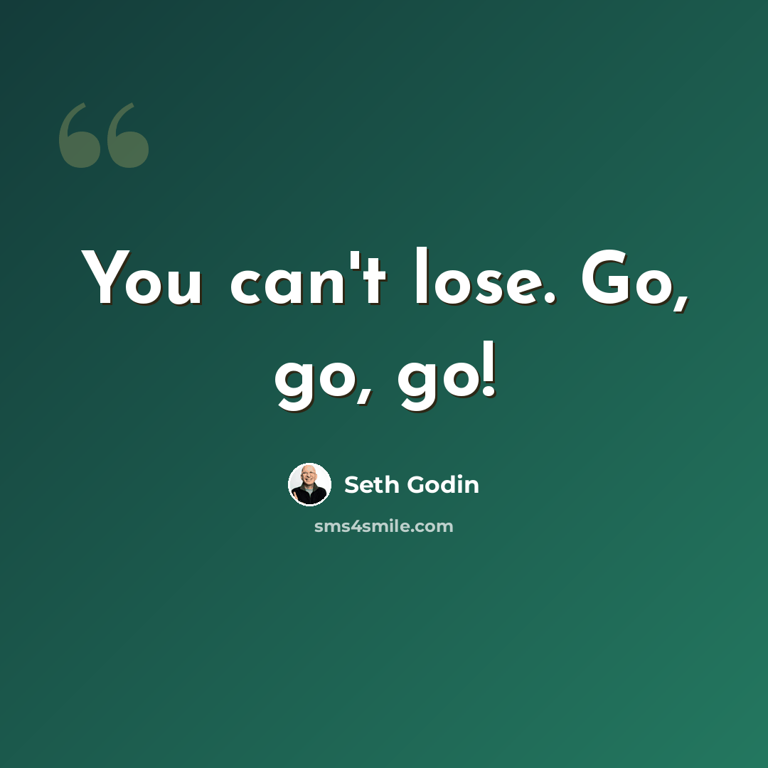 “You can't lose. Go, go, go!” quote by Seth Godin