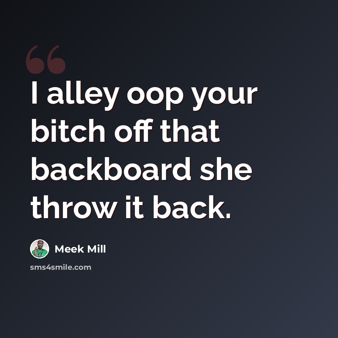 “I alley oop your bitch off that backboard she throw it back.” quote by Meek Mill