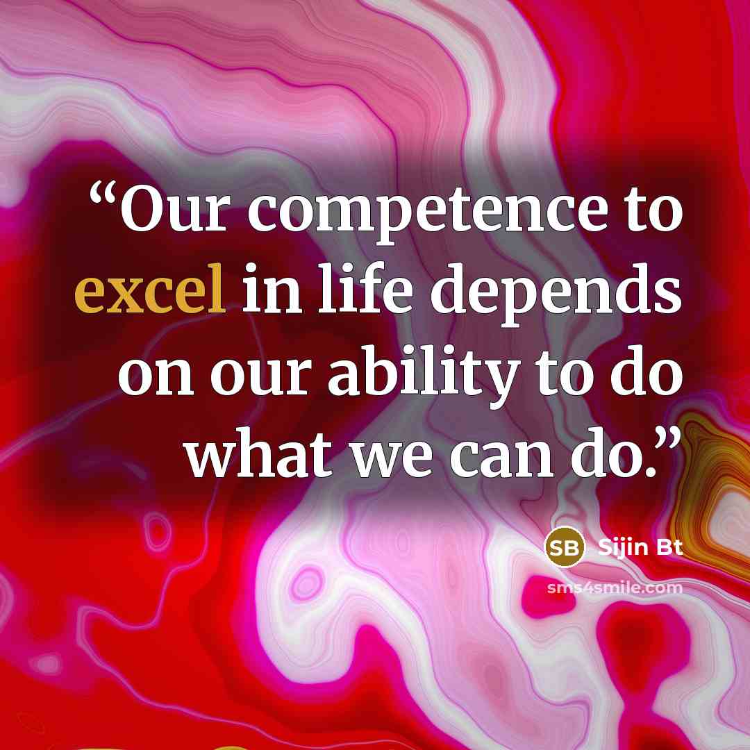 “Our competence to excel in life depends on our ability to do what we can do.” quote by Sijin Bt