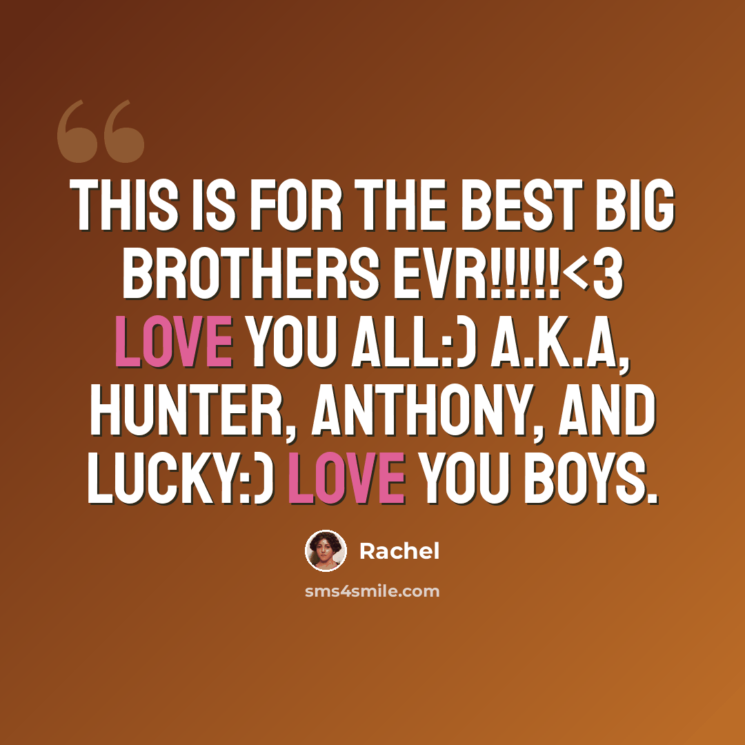 “This Is for the best Big Brothers EVR!!!!!” quote by Rachel