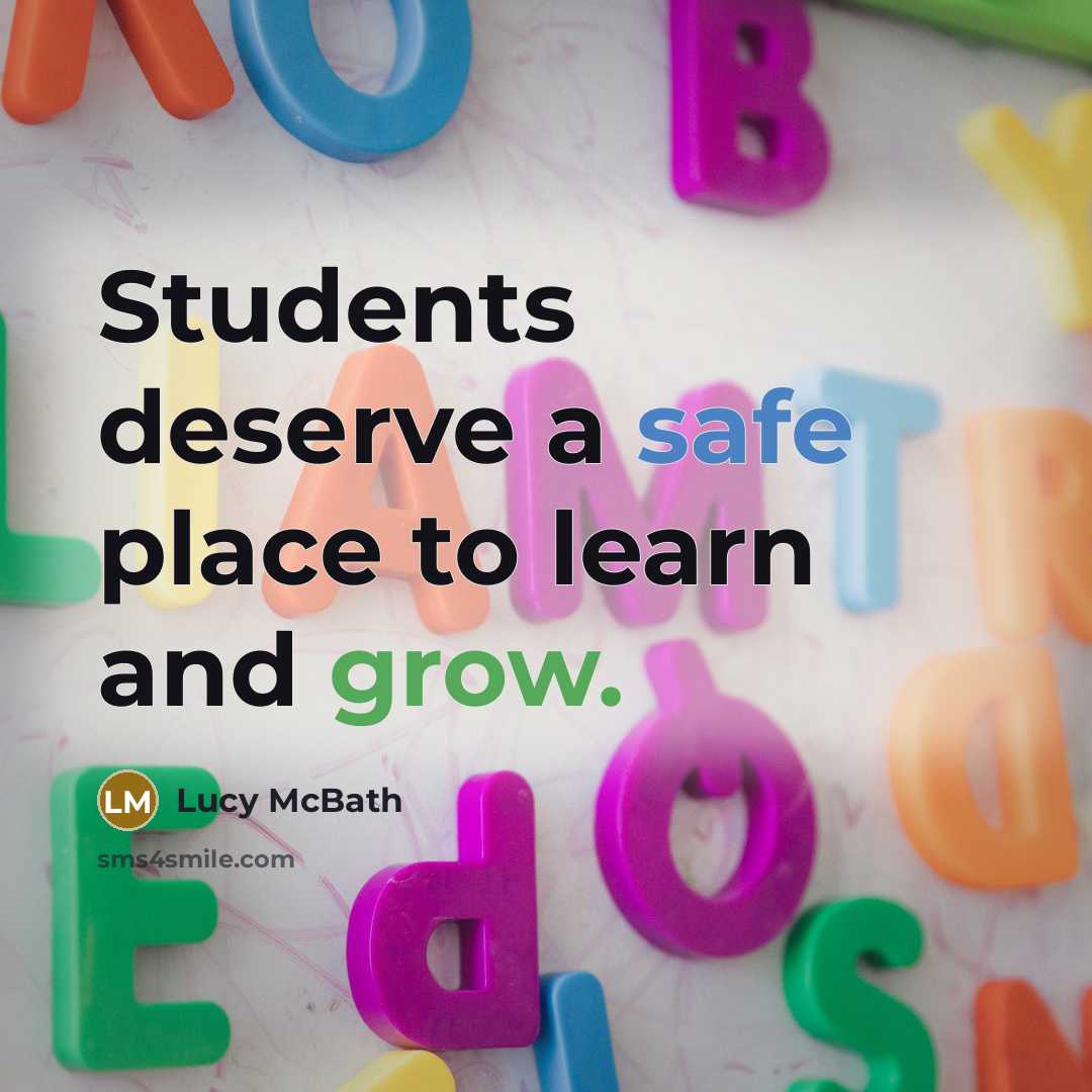 “Students deserve a safe place to learn and grow.” quote by Lucy McBath