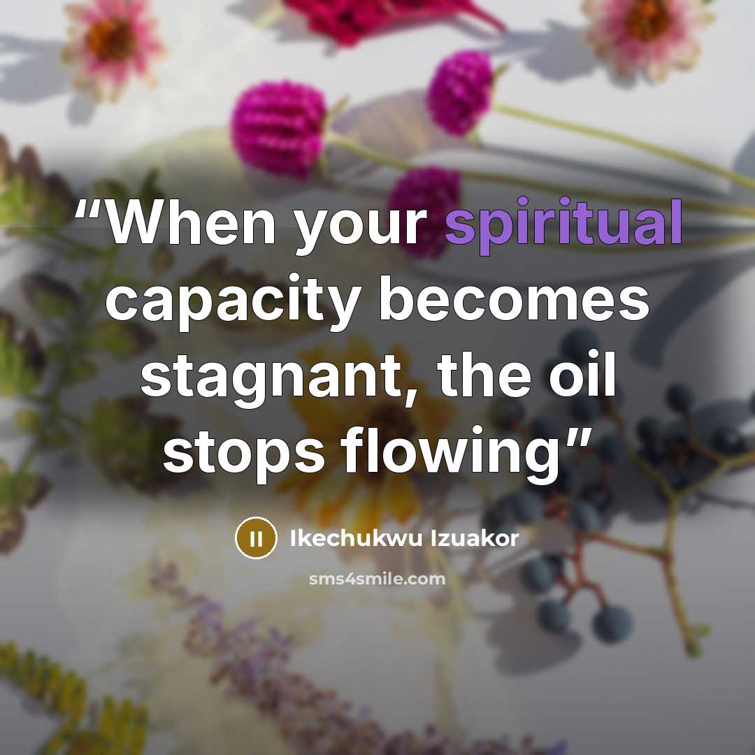 “When your spiritual capacity becomes stagnant, the oil stops flowing” quote by Ikechukwu Izuakor