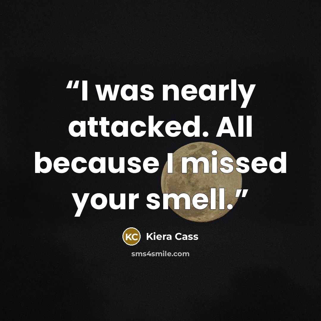 “I was nearly attacked. All because I missed your smell.” quote by Kiera Cass