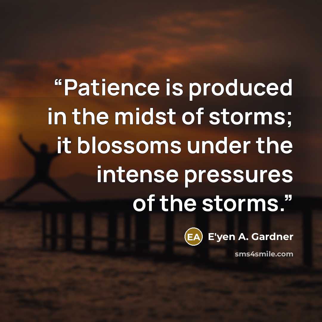 “Patience is produced in the midst of storms; it blossoms under the intense pressures of the storms.” quote by E'yen A. Gardner