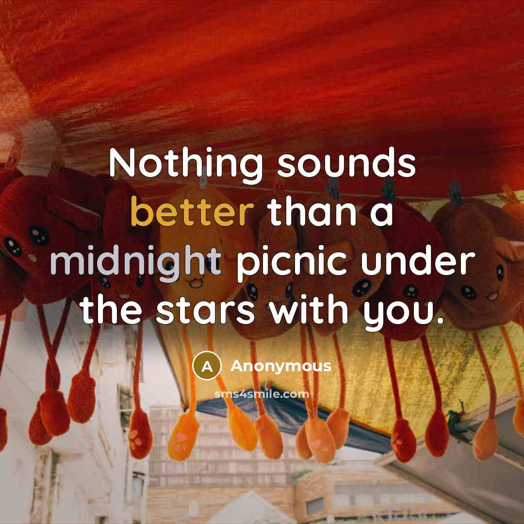 “Nothing sounds better than a midnight picnic under the stars with you.” quote by Anonymous