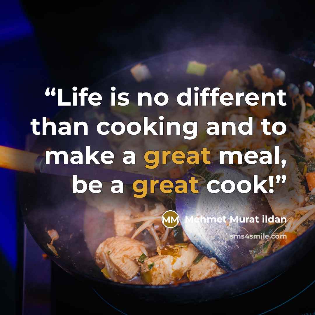 “Life is no different than cooking and to make a great meal, be a great cook!” quote by Mehmet Murat ildan