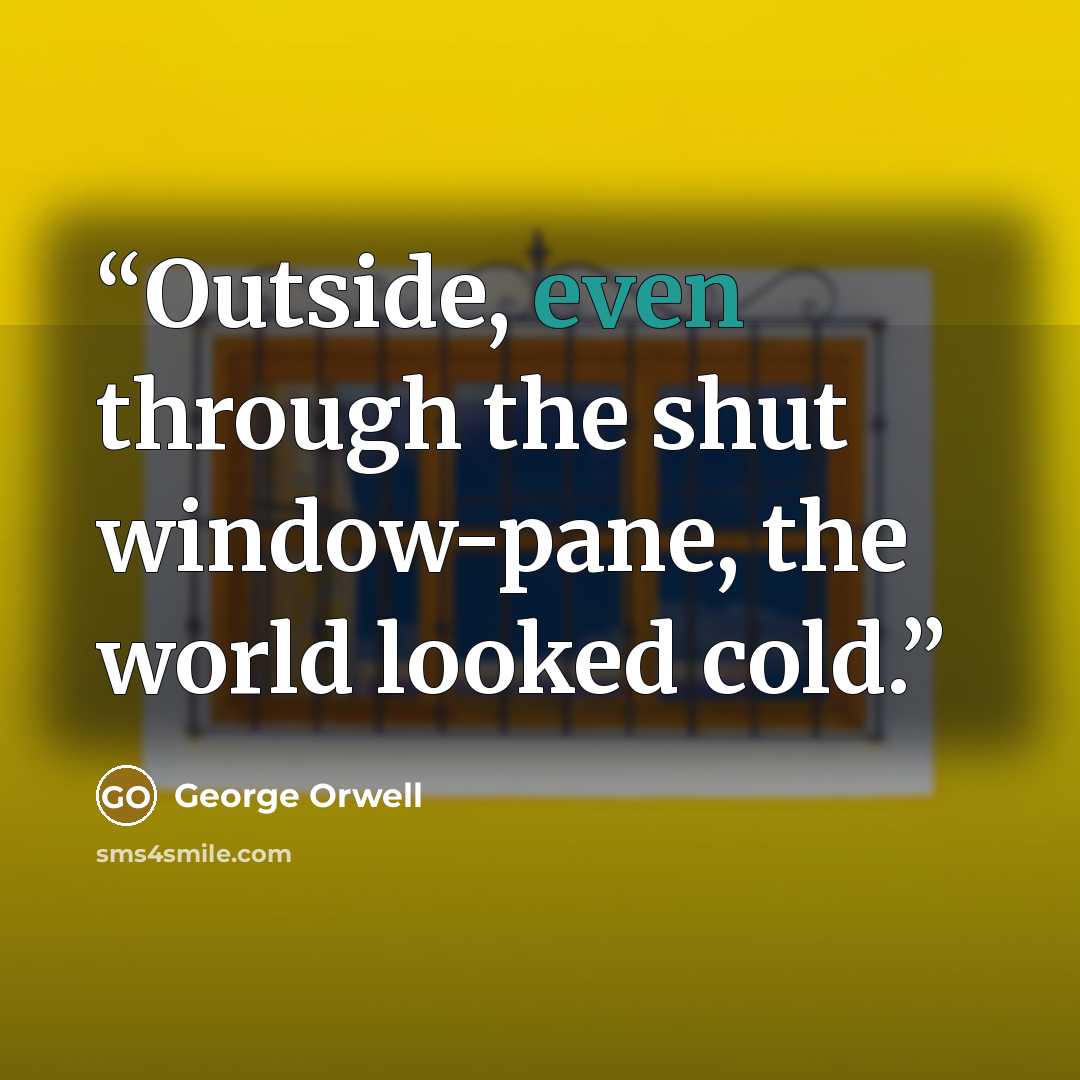 “Outside, even through the shut window-pane, the world looked cold.” quote by George Orwell