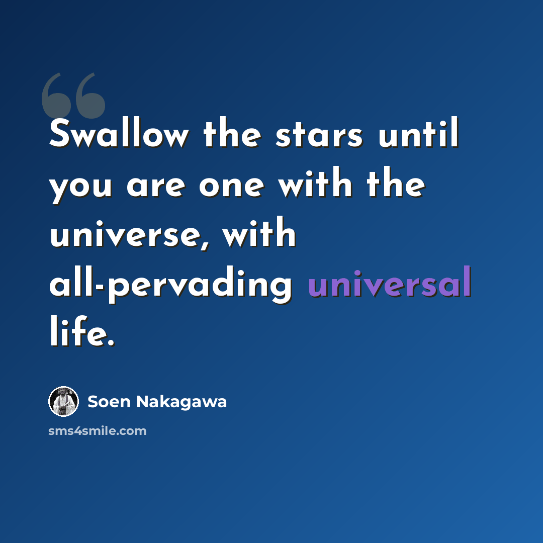 “Swallow the stars until you are one with the universe, with all-pervading universal life.” quote by Soen Nakagawa