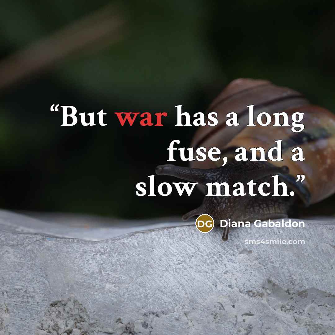 “But war has a long fuse, and a slow match.” quote by Diana Gabaldon