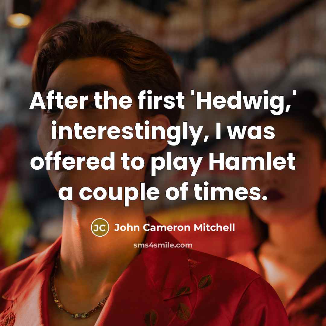 “After the first 'Hedwig,' interestingly, I was offered to play Hamlet a couple of times.” quote by John Cameron Mitchell