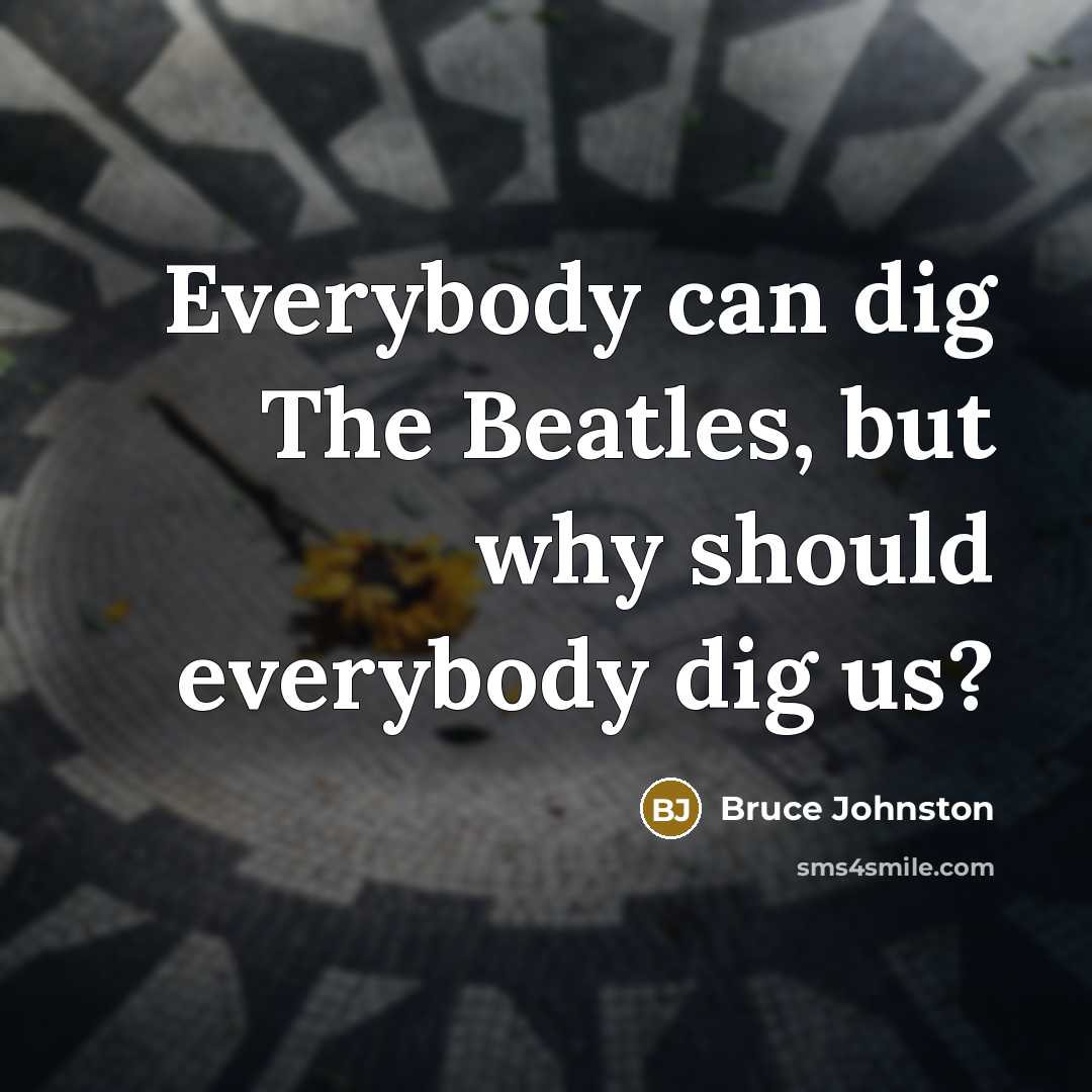 “Everybody can dig The Beatles, but why should everybody dig us?” quote by Bruce Johnston