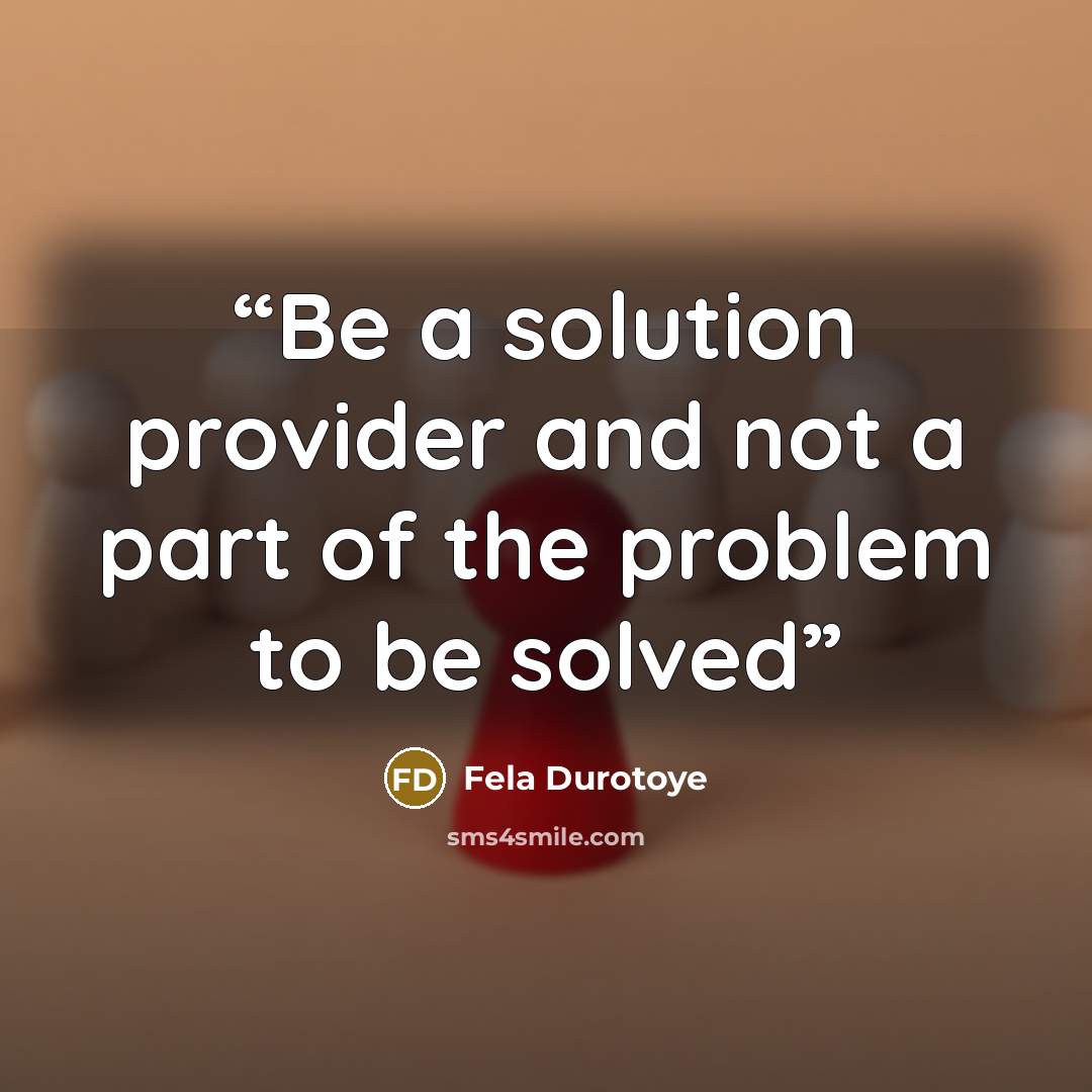 “Be a solution provider and not a part of the problem to be solved” quote by Fela Durotoye