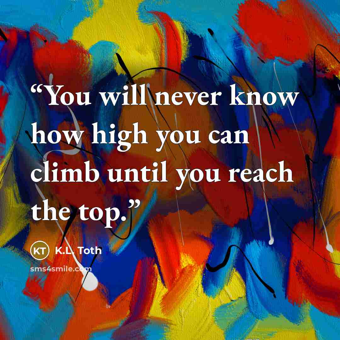“You will never know how high you can climb until you reach the top.” quote by K.L. Toth