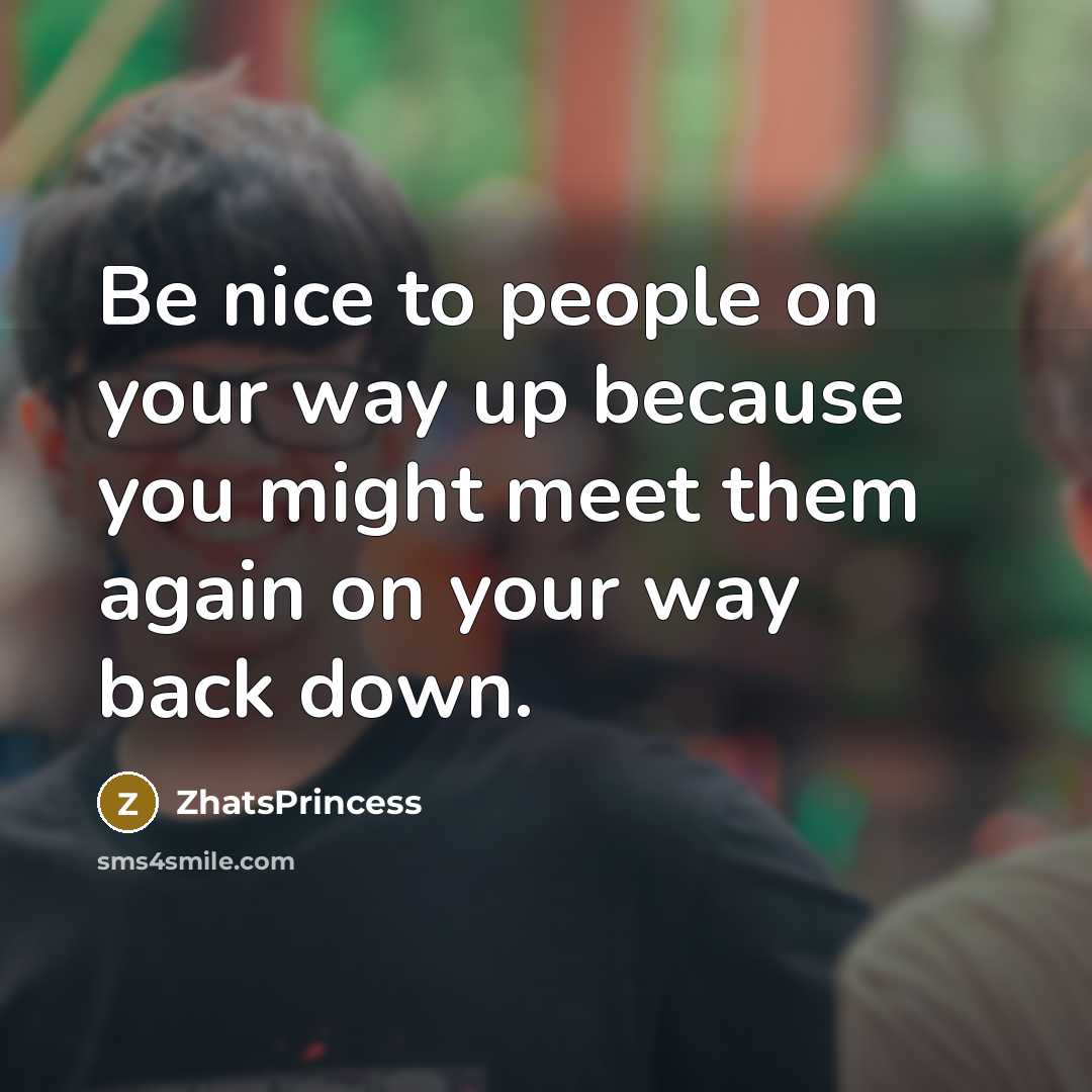 “Be nice to people on your way up because you might meet them again on your way back down.” quote by ZhatsPrincess