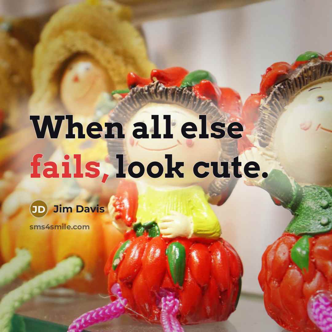 “When all else fails, look cute.” quote by Jim Davis