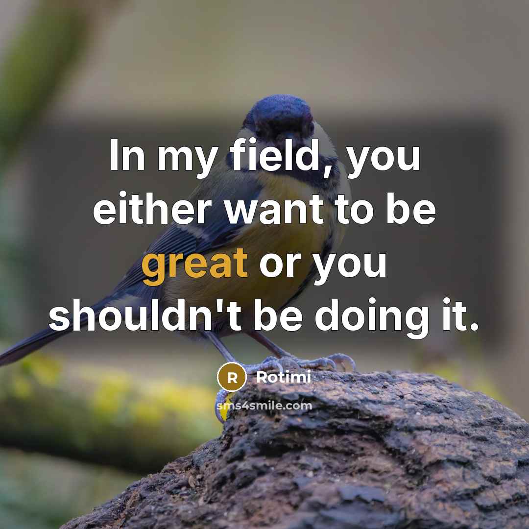 “In my field, you either want to be great or you shouldn't be doing it.” quote by Rotimi